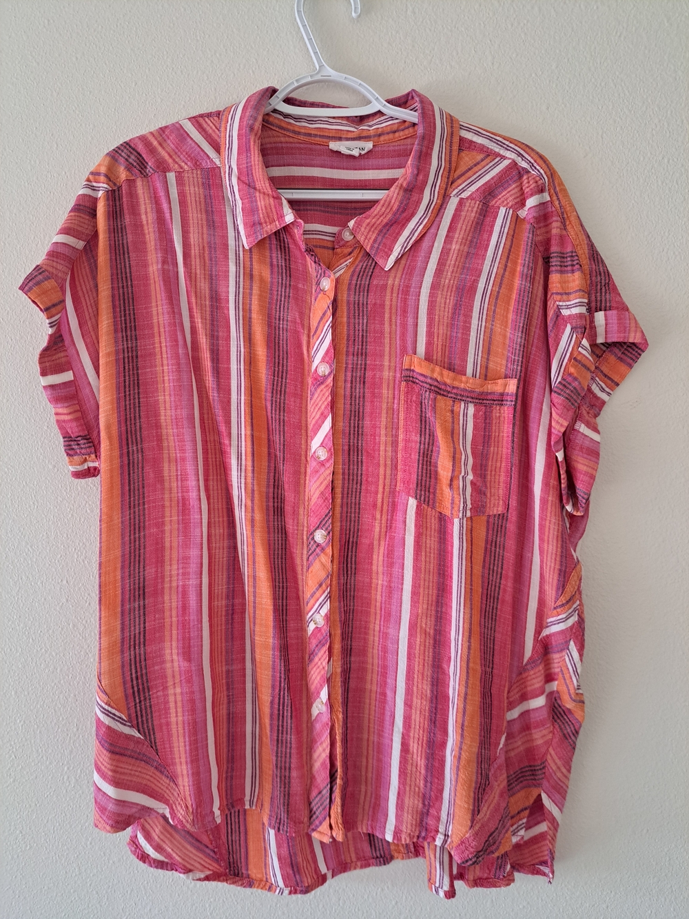 Tribal Pink & Orange Striped Short-Sleeve Button-Down Shirt